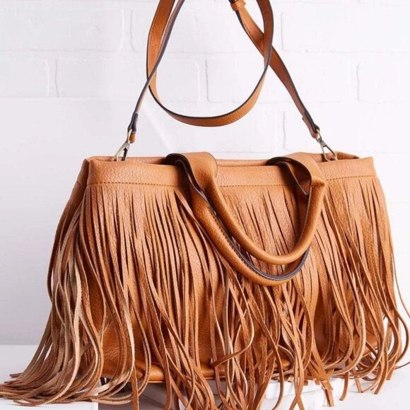 Colin Collection Handbags - LOW START Fringe Vegan Leather Shoulder Bag large bag NWT
